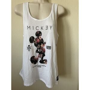 Disney Collection By Neff White Mickey Mouse Floral Racerback Tank Top Size XS